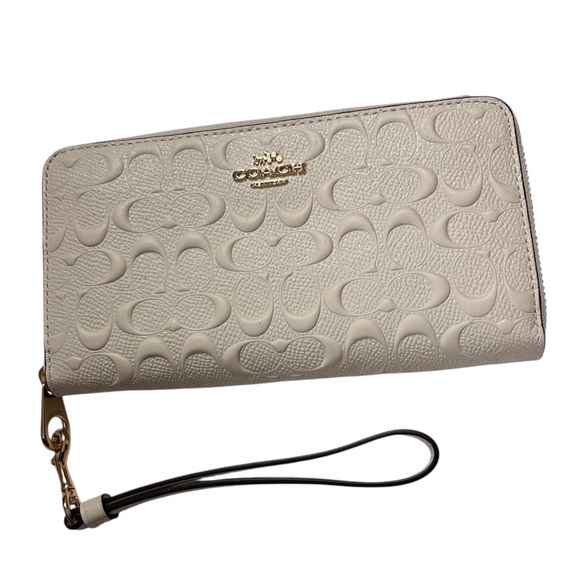 COACH Boxed Long Zip Around Wallet With Signature Leather Logo Debossing - Picture 1 of 3